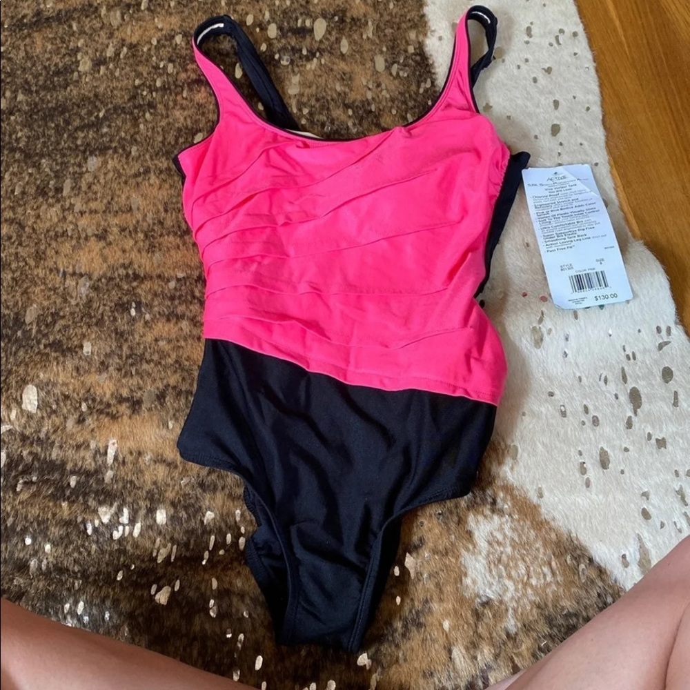 Miraclesuit Pink and Black One Piece Swimsuit